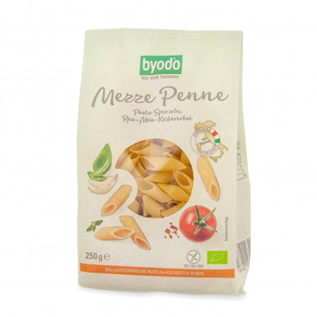 Těstoviny - Bezlepkové penne - rýže, kukuřice, cizrna BIO 250 g Byodo