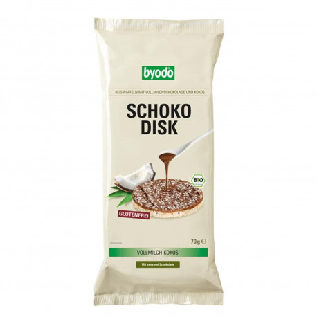 Rýžový plátek s mléčnou čokoládou a kokosem BIO 70 g Byodo, EXPIRACE 15.3.2020